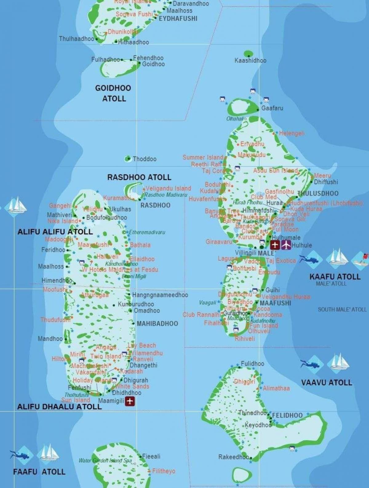 خريطة جزر المالديف السياحية