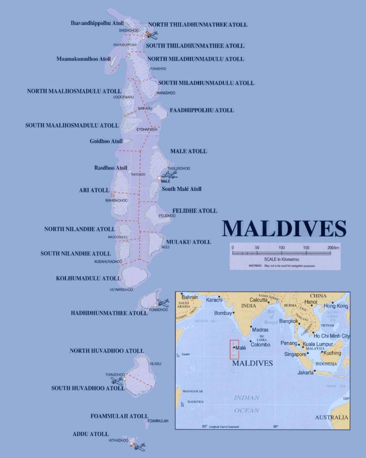خريطة جزر المالديف السياسية