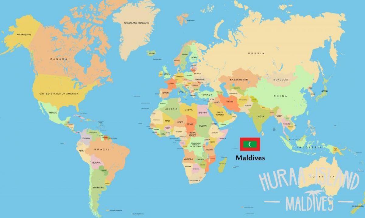 خريطة جزر المالديف في خريطة العالم