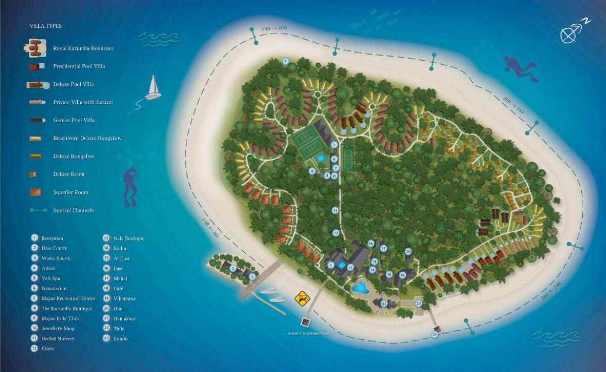 كورومبا المالديف منتجع خريطة