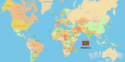 تظهر المالديف على خريطة العالم ، 