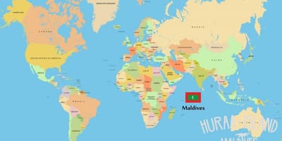 تظهر المالديف على خريطة العالم ، 